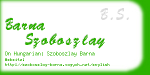 barna szoboszlay business card